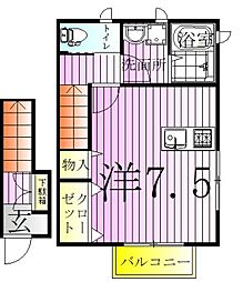 コモド本木 2階ワンルームの間取り