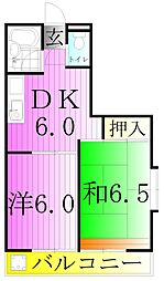 第10アサヒハイツ 1階2DKの間取り