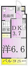 アーバンパーク六町 1DKの間取図画像