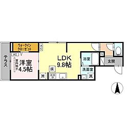 セレスティア谷在家II 1LDKの間取図画像