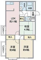 コートグランディア一ツ家 3LDKの間取図画像