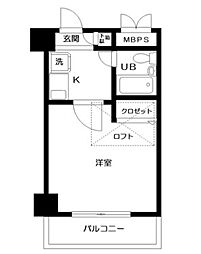 日神パレステージ亀有 1Kの間取図画像