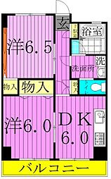 綾瀬リージェントマンション 2DKの間取図画像
