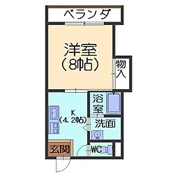 セントポールリョーケ 1Kの間取図画像
