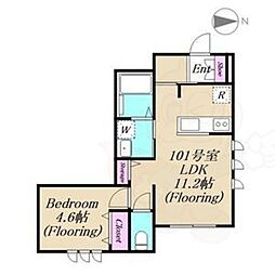 Little forest KAMIKITAZAWA 1階1LDKの間取り