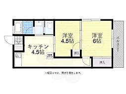 サンアボード 2階2DKの間取り