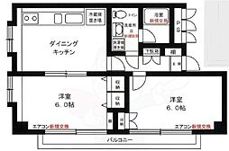 ヴィラ八幡山 2階2DKの間取り