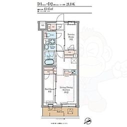 LUMINOUSつつじヶ丘 1SLDKの間取図画像