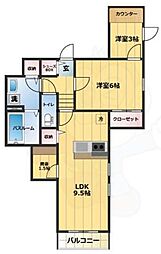 ベルリード烏山 1LDKの間取図画像