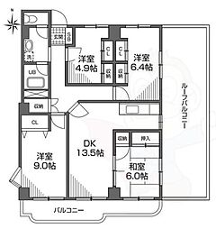 グランメール成城 4LDKの間取図画像