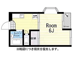 ハイツプリズムA 1Kの間取図画像