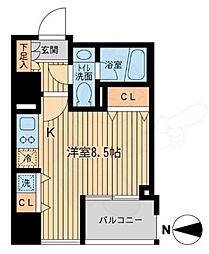 ウィルテラス千歳烏山 ワンルームの間取図画像