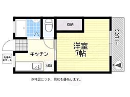 麻生ハイツ 1Kの間取図画像