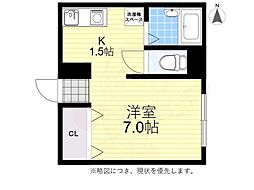 ベルエール調布 ワンルームの間取図画像