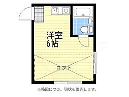 山丘ハイツ ワンルームの間取図画像