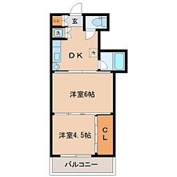 シャングリラ高松 4階2DKの間取り