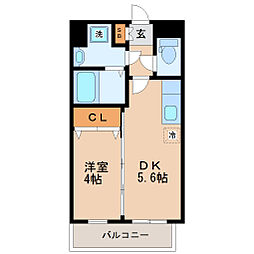 エルスタンザ子平町 1DKの間取図画像
