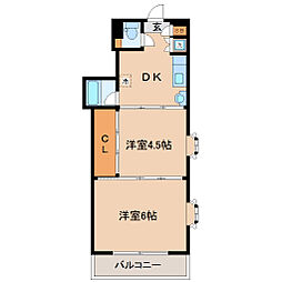 シャングリラ大和町 2DKの間取図画像