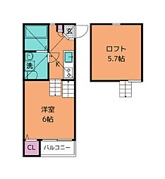 プレジデンス宮町 1Kの間取図画像