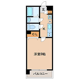 シティマンション木町通 8階1Kの間取り
