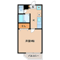 サンヴァーリオ宮千代 2階1Kの間取り