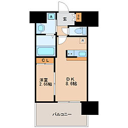 アルティザ仙台花京院 1DKの間取図画像