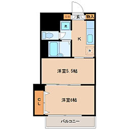リッツコート宮町 3階2Kの間取り