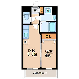 JR仙山線 東北福祉大前駅 徒歩13分の賃貸マンション 2階1DKの間取り