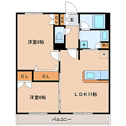 S-FORT榴岡公園 2LDKの間取図画像
