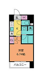 リージア上杉一丁目 12階1Kの間取り