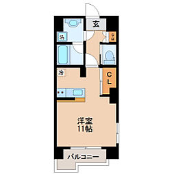 仙台市営南北線 北四番丁駅 徒歩16分の賃貸マンション 5階ワンルームの間取り