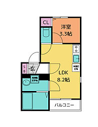 JR仙山線 東照宮駅 徒歩5分の賃貸アパート 1階1LDKの間取り