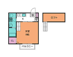 クレアフォーチュンマテリア 1Kの間取図画像