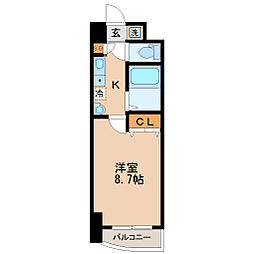 ラドゥーセル宮町 1Kの間取図画像