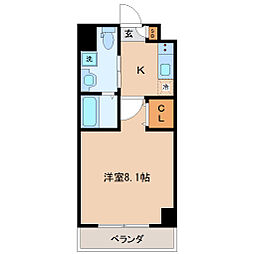 エルスタンザ仙台八幡 4階1Kの間取り