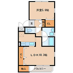 JR仙石線 福田町駅 徒歩9分の賃貸マンション 2階1LDKの間取り