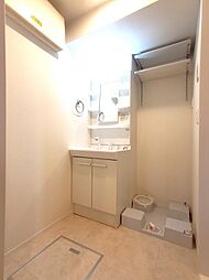 洗面所には洗面化粧台、洗濯機置き場があります。