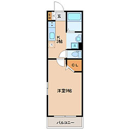 エルメゾン原町 4階1Kの間取り