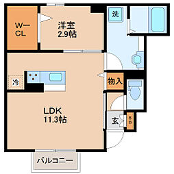 granM 1階1LDKの間取り