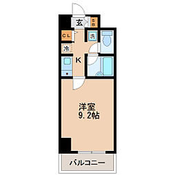 KC21ビル 11階1Kの間取り