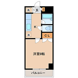 仙台市地下鉄東西線 薬師堂駅 徒歩8分の賃貸マンション 4階1Kの間取り