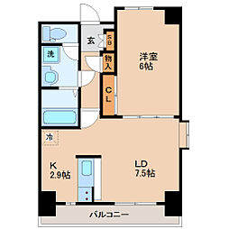 仙台市営南北線 北四番丁駅 徒歩17分の賃貸マンション 2階1LDKの間取り
