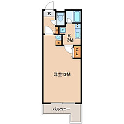 ミツエリートマンション 3階1Kの間取り