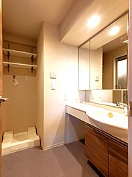 洗面所には洗面化粧台、洗濯機置き場があります。防水パンは備え付けです。