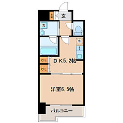 LaSante榴岡 9階1DKの間取り