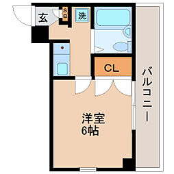 仙台市営南北線 五橋駅 徒歩9分の賃貸マンション 2階1Kの間取り