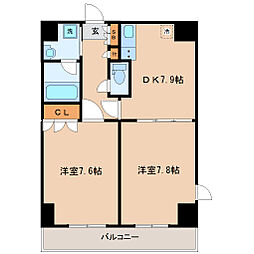 レジデンス仙台駅東 10階2DKの間取り