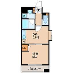仙台市営南北線 勾当台公園駅 徒歩7分の賃貸マンション 5階1DKの間取り