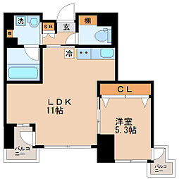 フェリシダ五橋 1LDKの間取図画像