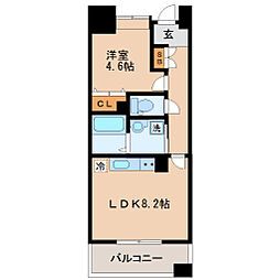 パークフラッツ五橋 1LDKの間取図画像